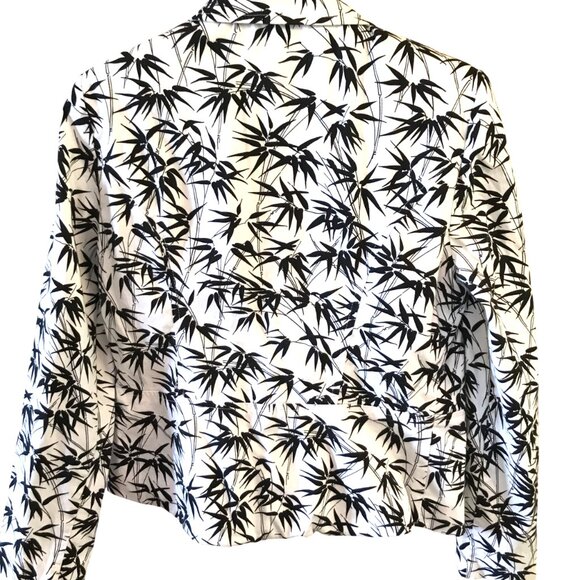 Joseph Ribkoff Vintage Blazer: 80s Button-Down Jacket, Black White Fern, Size 8 - Picture 2 of 9